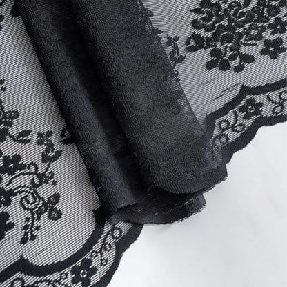 YJ YANJUN Black Lace Shower Curtain 84 inch Long, Gothic Bathroom Decor