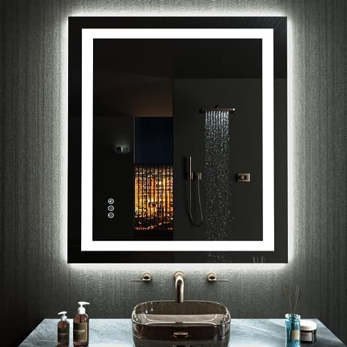 LOAAO 32"X36" RGB LED Bathroom Mirror with Lights, UL Listed