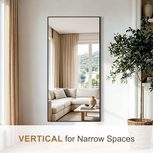 Rectangular Bathroom Mirror, 60"x30" Black Metal Framed Vanity Mirror