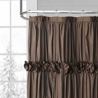 Homechoice Decor Victorian Chocolate Ruffle Shower Curtain 72" W x 72" H
