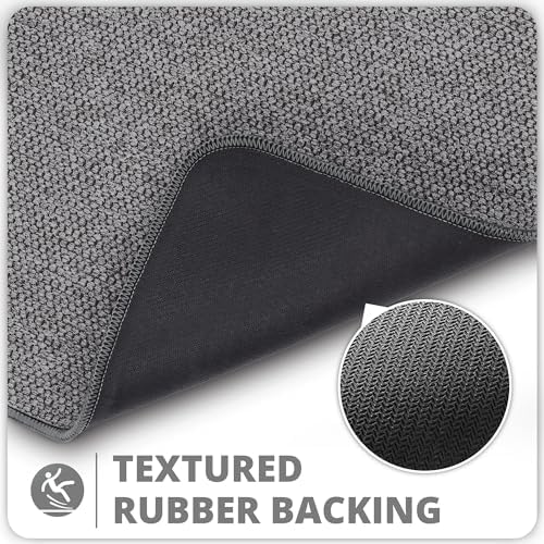 Bosap Bath Mat,Ultra Thin Bathroom Runner Rugs,Large Bath Mats for Bathroom,Quick Dry,Non-Slip,Machine Washable,Low Pile,Bath Rug,Shower Outside,Sink,Home Decor Accessories.Dark Grey,3'x6'(36x72inch)