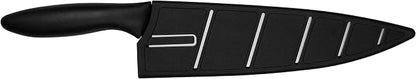 Kershaw 8” Chef’s Knife, Black, 8 Inch Stainless Steel Drop Point Plain Edge Blade, Included Sheath, Comfortable Handle, All Purpose Chef Knife for Meat, Fruit, Vegetables and More