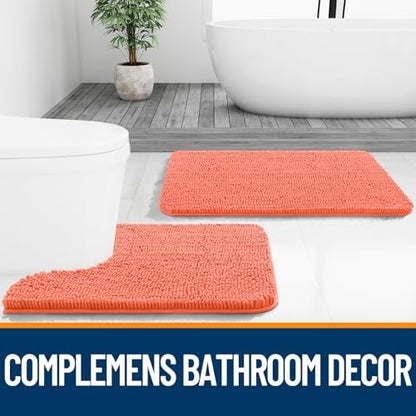 OLANLY Bathroom Runner Rugs 47x17, Extra Soft Absorbent Chenille Bath Rugs