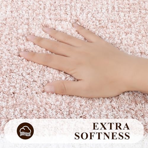 Pauwer 3 Piece Bathroom Rug Set, Non Slip Washable Bath Mat, Dusty Pink