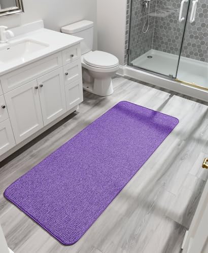 Bosap Bath Mat,Ultra Thin Bathroom Runner Rugs,Large Bath Mats for Bathroom,Quick Dry,Non-Slip,Machine Washable,Low Pile,Bath Rug,Shower Outside,Sink,Home Decor Accessories.Purple,3'x6'(36x72inch)