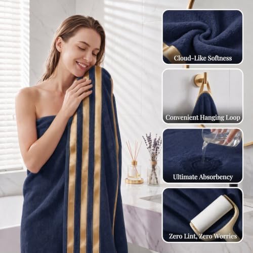 6-PCS Coral Fleece Microfiber Towel Set with Gold Stripes, Super Absorbent, Multiple Colors Available for Home, Bathroom, Hotel & Gym (6, Dark Gray)