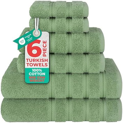 American Soft Linen 100% Cotton Luxury Turkish Towels, 6 Piece Towel Set