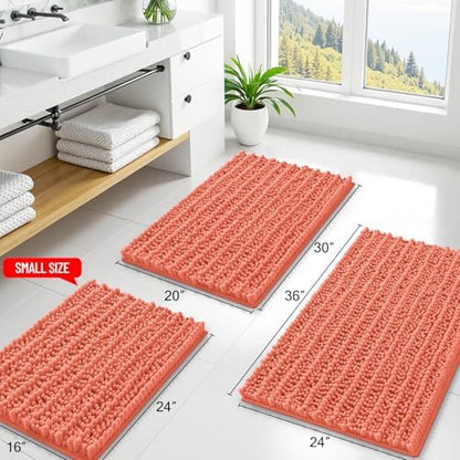 Smiry Bathroom Rugs 34X21, Extra Soft Rubber Backing Chenille Bath Mats