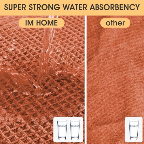 IM HOME Waffle Bath Mat Burnt Orange 24"x17", Boho Woven Modern Bath Mat Rugs, Absorbent Non Slip Bathroom Rugs, Soft Washable Bath Rugs with Tassels for Bedroom, Kitchen, Shower, Tub