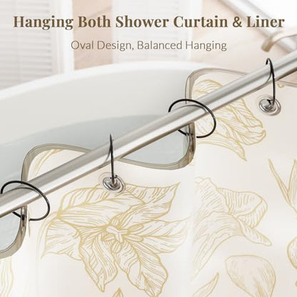 Bathway Shower Curtain Rings, Bathway Shower Curtain Hooks, Black Shower Curtain Rings Rust Proof, Anti-Drop Shower Rings for Curtain, Shower Hooks for Shower Curtain Rod Bathroom Curtain Rings