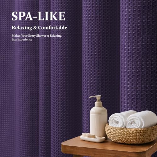 Dynamene Extra Long Waffle Shower Curtain 256 GSM Fabric 72"x84" Purple