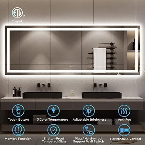 96x36 LED Bathroom Mirror with Lights, Lighted Vanity Mirror