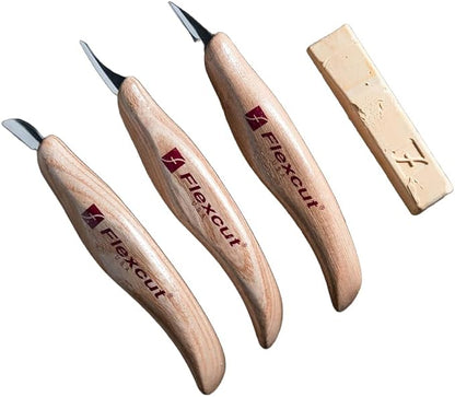 Flexcut Wood Carving Set | Detail Knife Set, with Mini-Pelican, Carving, and Detail Knife | 1095 High Carbon Steel Blades | KN400 | Made in the U.S.A