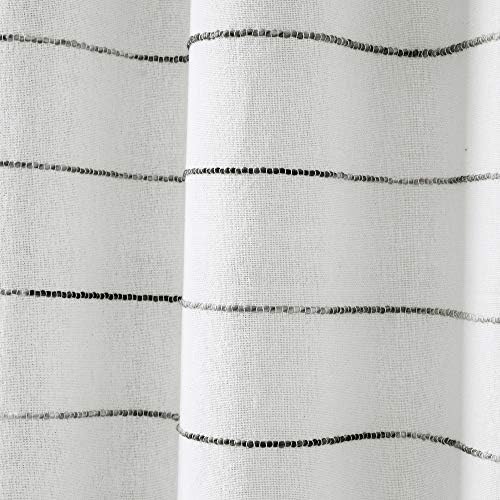 Lush Decor Ombre Stripe Yarn Dyed Cotton Shower Curtain, 72" W x 72" L, Gray & Multi - Fabric Shower Curtains - Striped Bathroom Curtain - Farmhouse & Coastal Decor