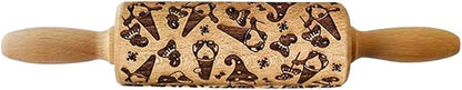 Embossed Rolling Pin for Baking, Wooden Decorative Embossing Cookie Roller for Kitchen(Type A12)