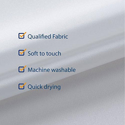 N&Y HOME Fabric Shower Curtain Liner 40 x 72 inches Bath Stall Size, White