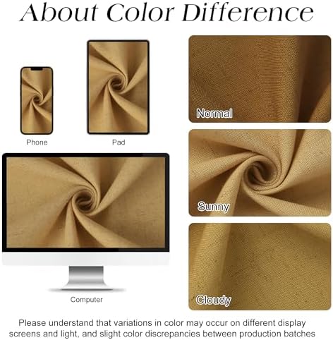 Naturoom Linen Shower Curtain 78 Inch Long for Bathroom Gold 1 Panel