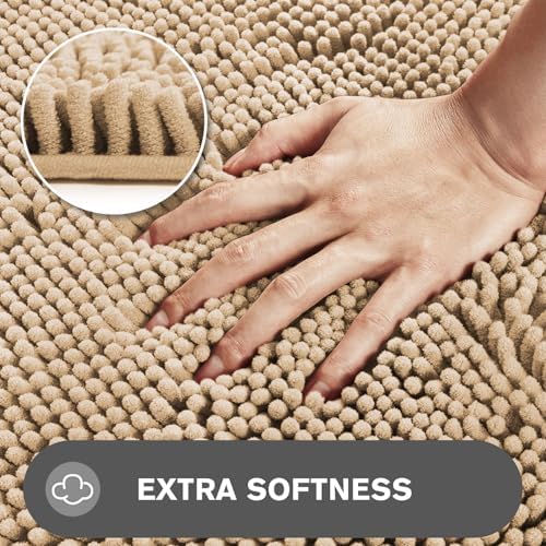 Bathroom Rugs 40 x 60 Inch – Extra Large Bath Mat | Absorbent and Washable Thick Chenille Bath Rugs Non-Slip Runner Rug for Bathroom, Shower, Tub(Ivory Cream)