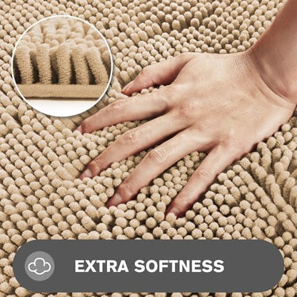 Bathroom Rugs 40 x 60 Inch – Extra Large Bath Mat | Absorbent and Washable Thick Chenille Bath Rugs Non-Slip Runner Rug for Bathroom, Shower, Tub(Ivory Cream)