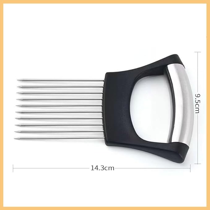 Onion Holder for Slicing, Stainless Steel Onion Slicer and Chopper, Lemon Slicer Vegetable Cutter Kitchen Tool, Food Slicing Assistant for Meat, Tomato, Potato, Lemon (2 Pack)
