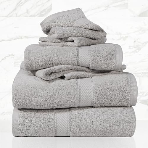 SUPERIOR Egyptian Cotton Ultra Plush & Absorbent, 6 Piece Set, Silver