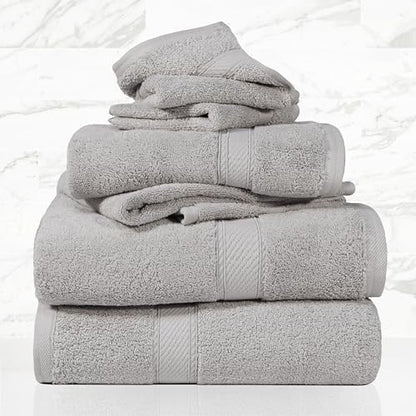 SUPERIOR Egyptian Cotton Ultra Plush & Absorbent, 6 Piece Set, Silver