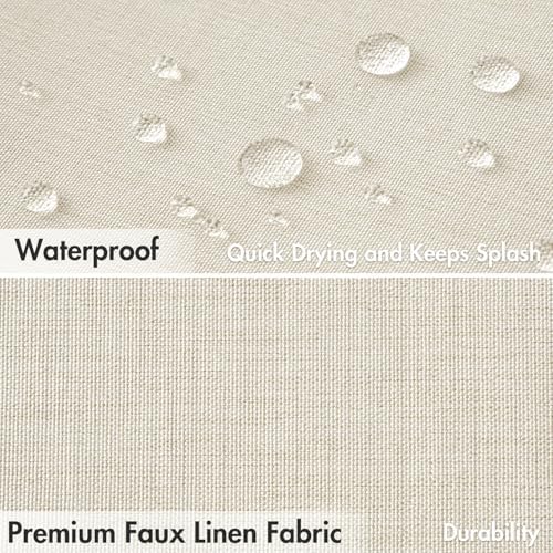 MIULEE 72"x84" Extra Long Scalloped Linen Shower Curtain Light Cream