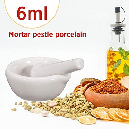 6ml Porcelain Pepper Mill Mortar Pestle Pugging Pot Garlic Spice Grinder Pharmacy Herbs Bowl Mill Crusher DIY Kitchen Gadget