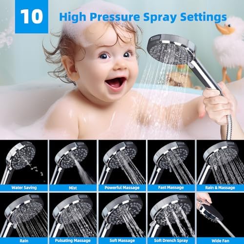 Hibbent All Metal Dual Filtered Rainfall High Pressure 12'' Shower Head