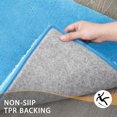 MINIDEAR Bathroom Rugs 32x20 Lake Blue - Thick Memory Foam Bath Mat, Ultra Soft & Plush Fluffy, Non-Slip, Quick Dry, Absorbent Washable Floor Microfiber Mat for Tub, Home Decor Accessories