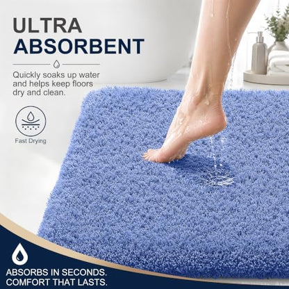 OLANLY Microfiber Bathroom Runner Rug 44x24, Soft Bath Mat, Cornflower Blue
