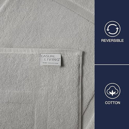 Casual Living Bath Mat Set, Ring-Spun Cotton, 2-Piece, 34" x 21", Grey