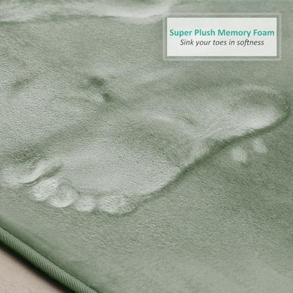 Clara Clark Bathroom Rugs, Velvet Memory Foam Bath Mat, Non-Slip Bath Rugs, Machine Wash, Dries Quickly, Ultra Soft Plush Bath Mats for Bathroom, 17 x 24, Ice Green