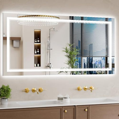 24"x48" LED Bathroom Mirror with Lights, Anti-Fog, Backlit + Front Lit, Dimmable, Led Vanity Mirror for Wall, Lighted Bathroom Mirror, 3 Colors, Shatter-Proof Tempered Glass