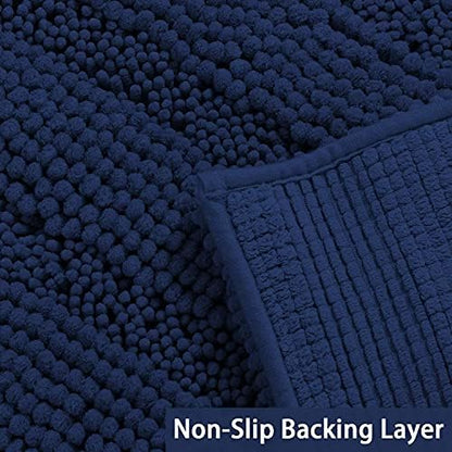 Turquoize Bathroom Rug 24"x36", Soft Absorbent Chenille Bath Rug, Navy