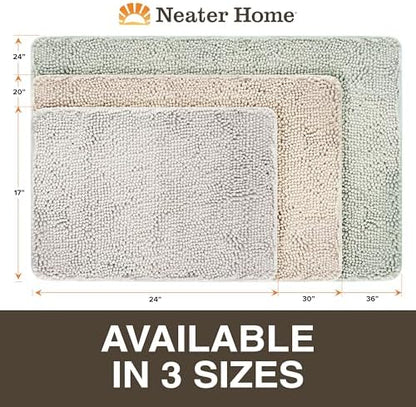 Neater Home Plush Bathroom Rugs 36x24 Thick Chenille Quick Dry Microfiber Absorbent Bath Mat, Soft Bath Rugs, Machine Washable Bathroom Floor Mat for Tub Shower Sink, Home Decor Accessories, Green