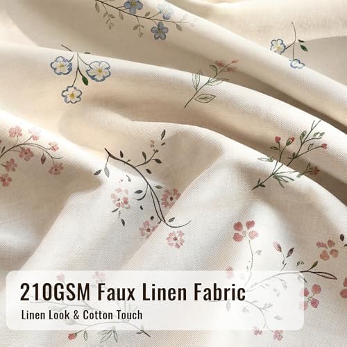 Farmhouse Floral Shower Curtain with 12 Clear Rings 72" W x 72" L