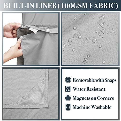 N&Y HOME Stall Waffle Weave Shower Curtain with Snap-in Liner Gray 36x72
