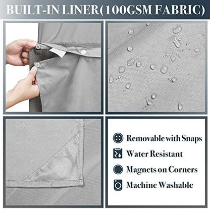 N&Y HOME 54 x 72 Waffle Weave Shower Curtain with Snap-in Liner Set Gray