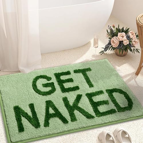 KOEXM Bathroom Rugs 20" x 32", Green Bath Mat Soft Absorbent Microfiber