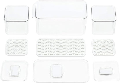 Slideep Food Storage Containers Produce Saver with Lids, Stackable Refrigerator Freezer Organizer Bins with Removable Drain Tray, Fridge Fresh Keeper for Veggie, Berry, Fruits, Vegetables 3 Pack