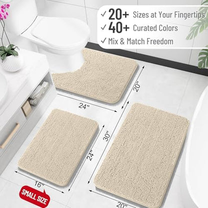 OLANLY Toilet Rugs U-Shaped 24x20, Soft Absorbent Chenille Contour Rugs