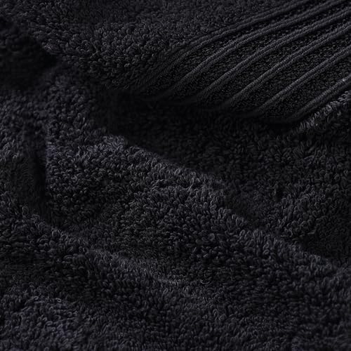 Superior Egyptian Cotton 8-Piece Towel Set, Assorted Towels for Home Bathroom, Guest Bath Decor Essentials, Includes 2 Bath, 4 Hand, 2 Face Towels/Washcloths, Quick Dry, Absorbent, Black