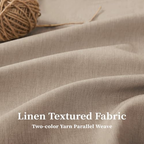 BTTN 72x80 Boho Scalloped Linen Textured Cloth Shower Curtain, Tan/Taupe