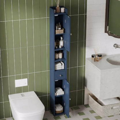 ChooChoo Narrow Bathroom Storage Cabinet with Adjustable Shelves and Drawer