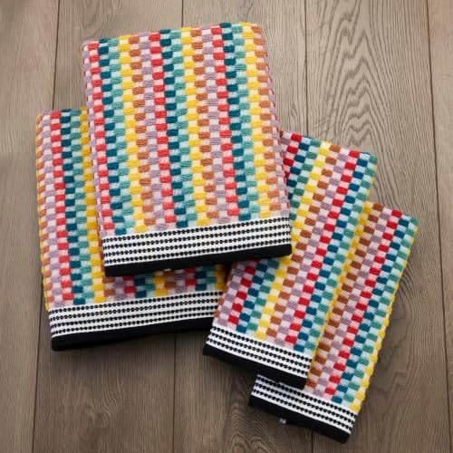 SKL Home Mid-Century Bath Towel Set-4pc, Premium 100% Cotton, Multi