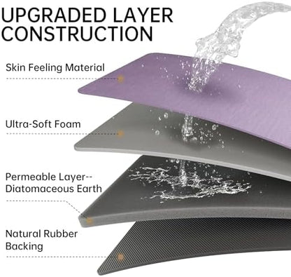 Mecko Bath Mat Ultra Thin Lavender Purple, 24"x48"