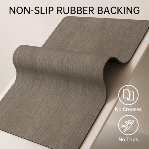 Mecko Bath Mat 20"x32",Ultra Thin Bathroom Rug fit Under Door Brown