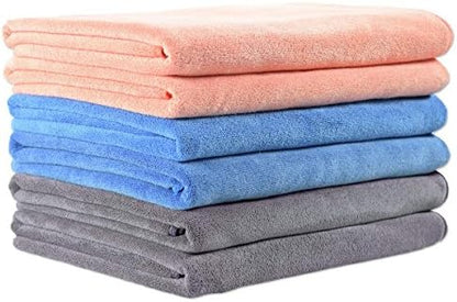 JML Microfiber Bath Towel Set, 6 Pack, 27" x 55", Peach/Grey/Blue