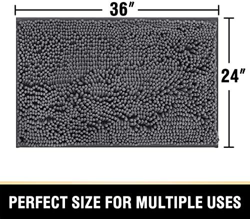 H.VERSAILTEX Bathroom Rugs Bath Mats Non Slip Luxury Chenille Bathroom Rug Mat 24x36 Extra Soft and Absorbent Rugs Washable Dry Fast Plush Area Carpet Mats for Bath Room, Tub - Grey